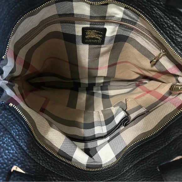 Authentic Burberry Pebble Leather Canvas Tote